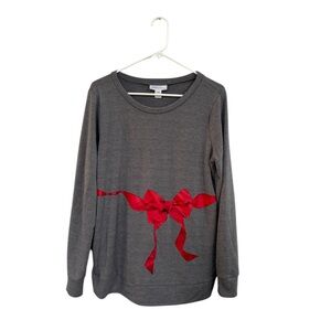 Motherhood Maternity Gray Sweatshirt with Red Bow
